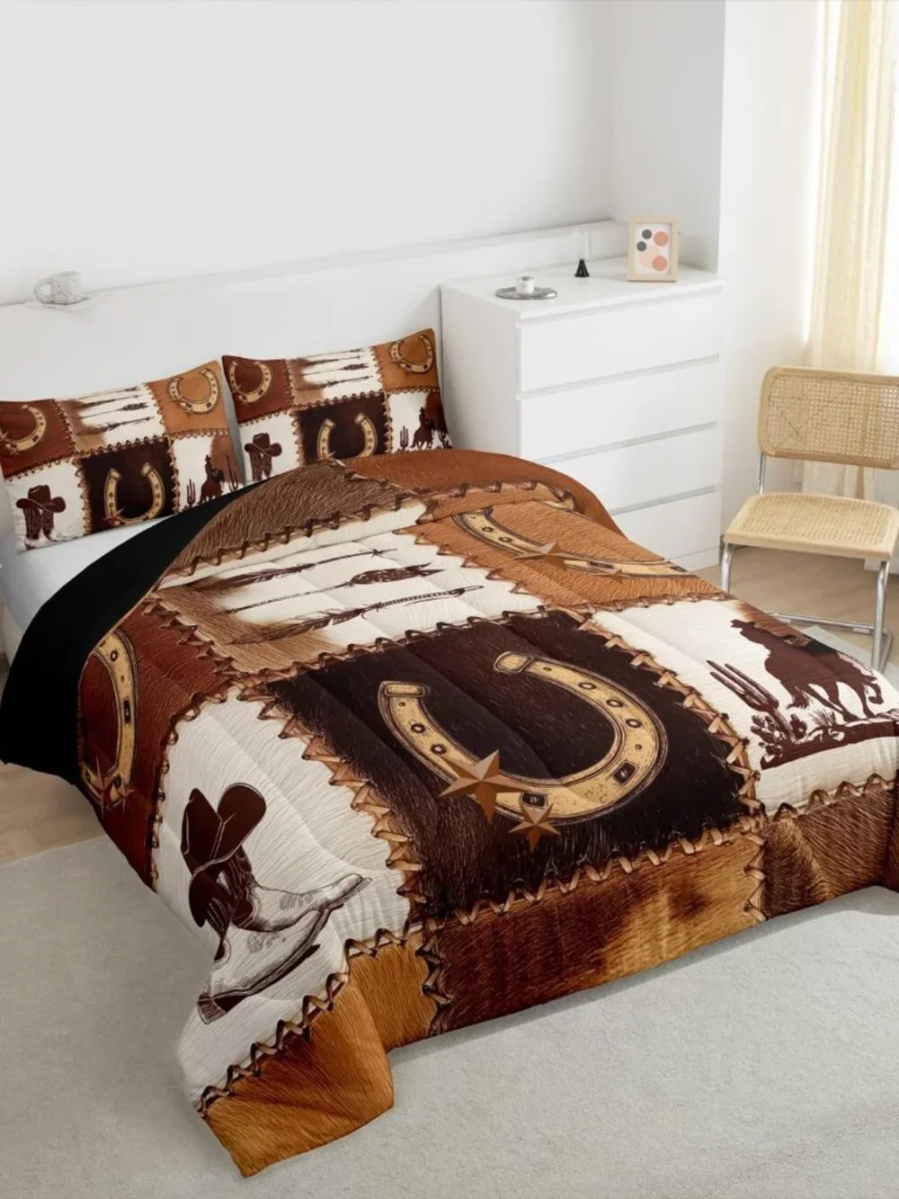 Western Cowboy Comforter Set Queen Rustic Horse Cowboy Bedding Set for Kids Boys